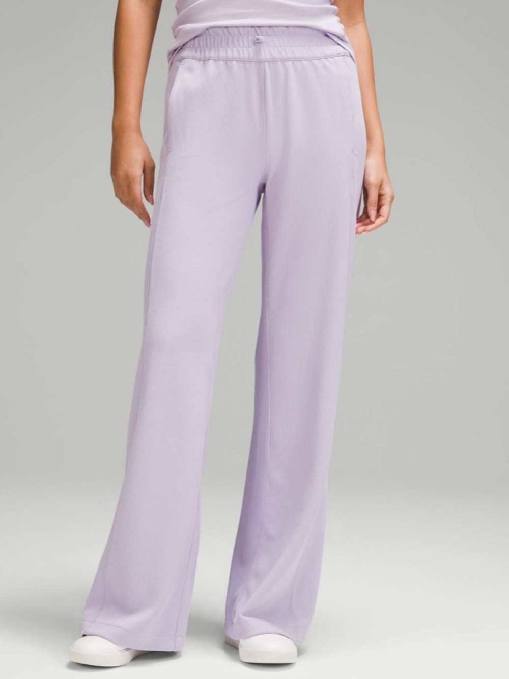 Lululemon Ribbed Softstreme Mid Rise Pant 30” Lilac Ether Wide Leg